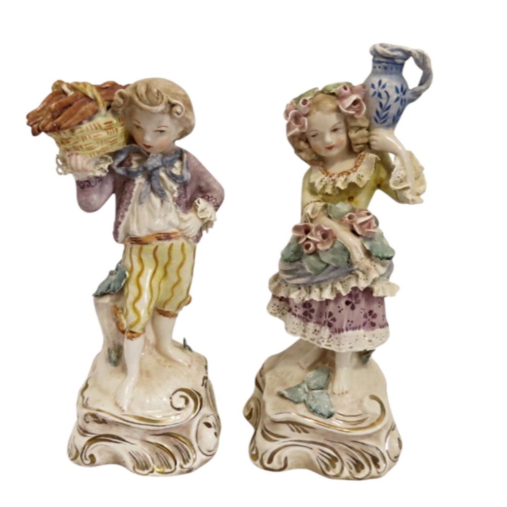 Cordey Cybis 5045 5046  Porcelain Victorian Girl Boy Figurine Vintage Pair